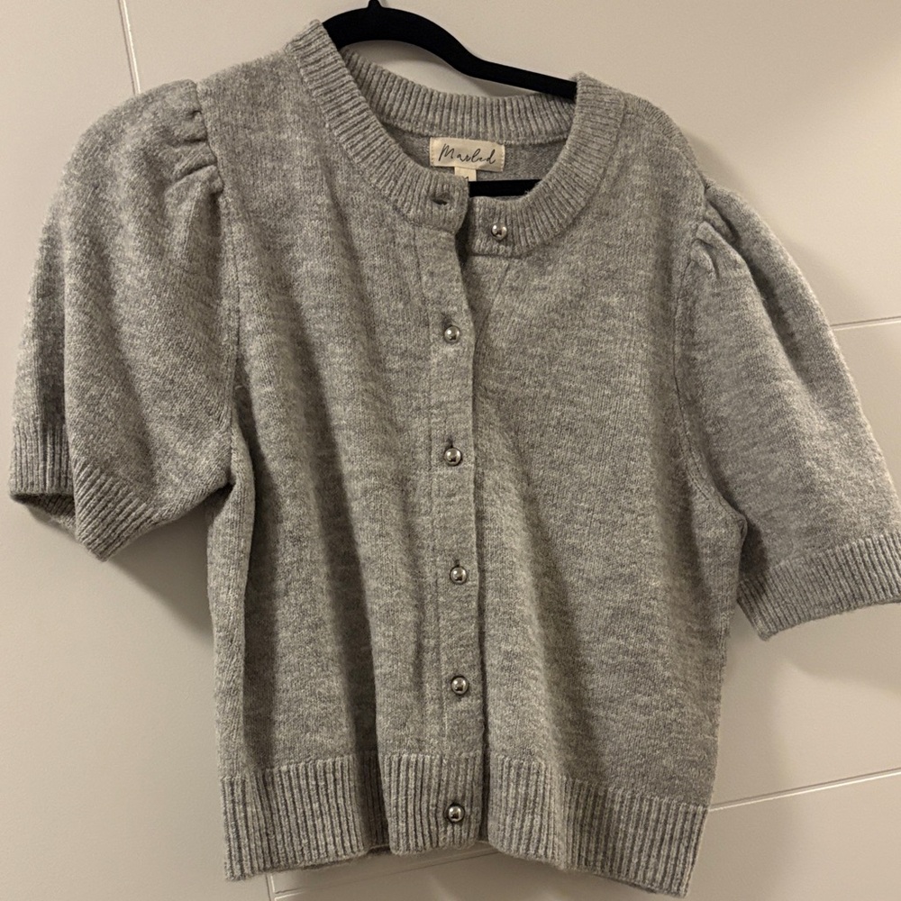Marled Heather Gray Short Sleeve Cardigan